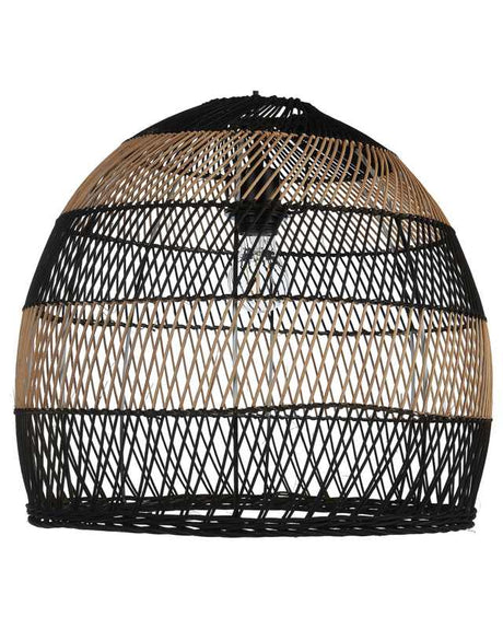 Pendant Lamp Natural Black Rattan Open Work Shade Adjustable Cord Boho Lightning Hanging Light Beliani