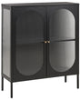 Office Cabinet Black Steel 90 x 35 x 111 cm Metal 2 Doors Glass Front and Sides Display  Beliani