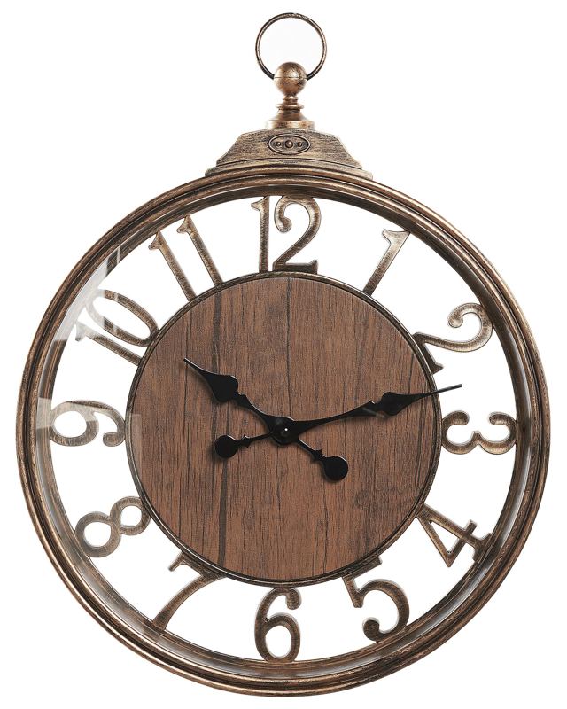 Wall Clock Brown Synthetic Material ø 52 cm Home Decor Traditional Arabic Numerals Beliani