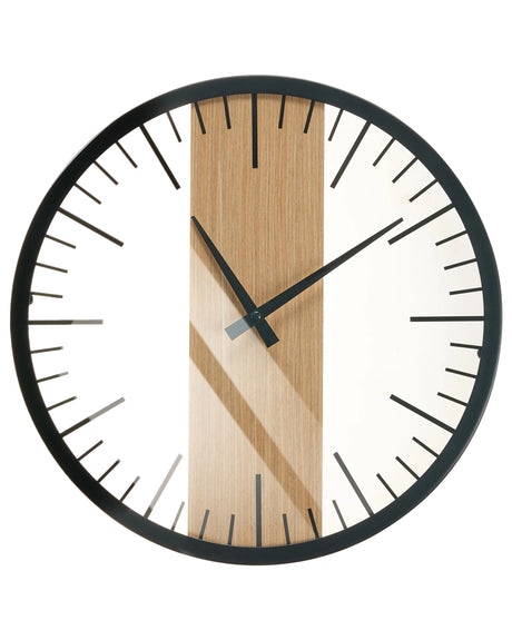 Wall Clock Black Synthetic Material Wood  38 cm Modern Design without Numbers Living Room Hanging Decor Beliani