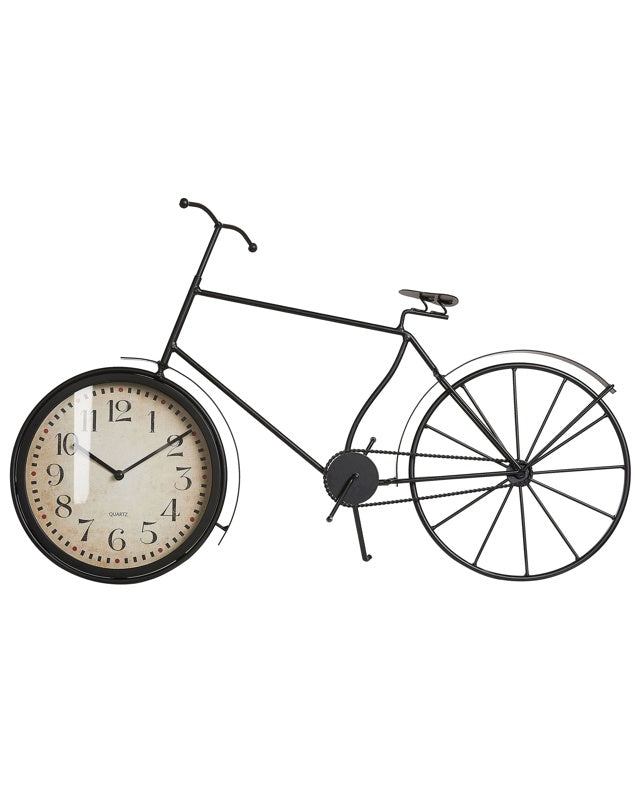 Table Clock Black Metal Frame 37 cm Bicycle Shape Modern Design Home Accessories Beliani