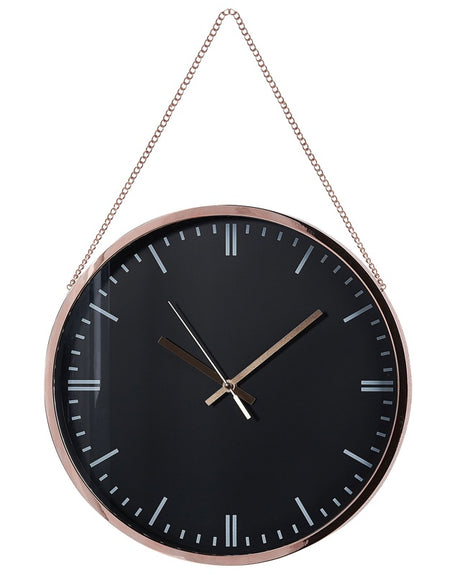 Wall Clock Black Copper Frame Synthetic Material ø 30 cm Modern Design Hanging Decor Beliani