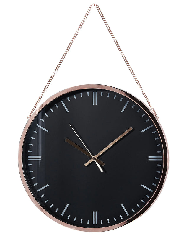 Wall Clock Black Copper Frame Synthetic Material  30 cm Modern Design Hanging Decor Beliani