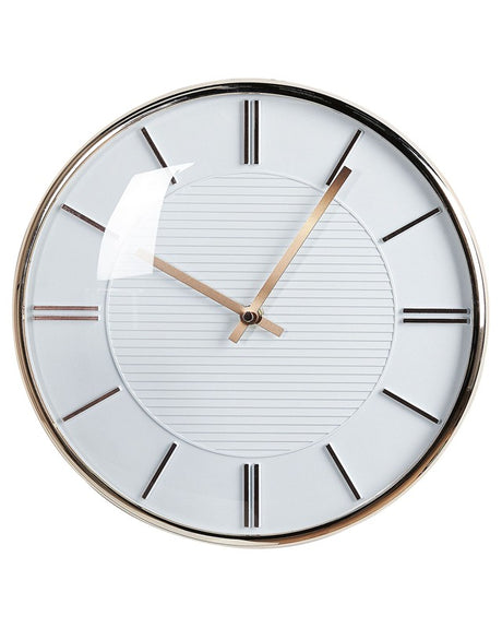 Wall Clock White Metal Synthetic Material ø 34 cm Glam Design without Numbers Living Room Decor Beliani