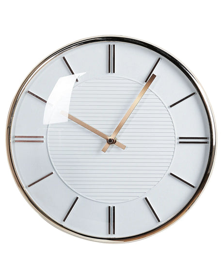 Wall Clock White Metal Synthetic Material  34 cm Glam Design without Numbers Living Room Decor Beliani