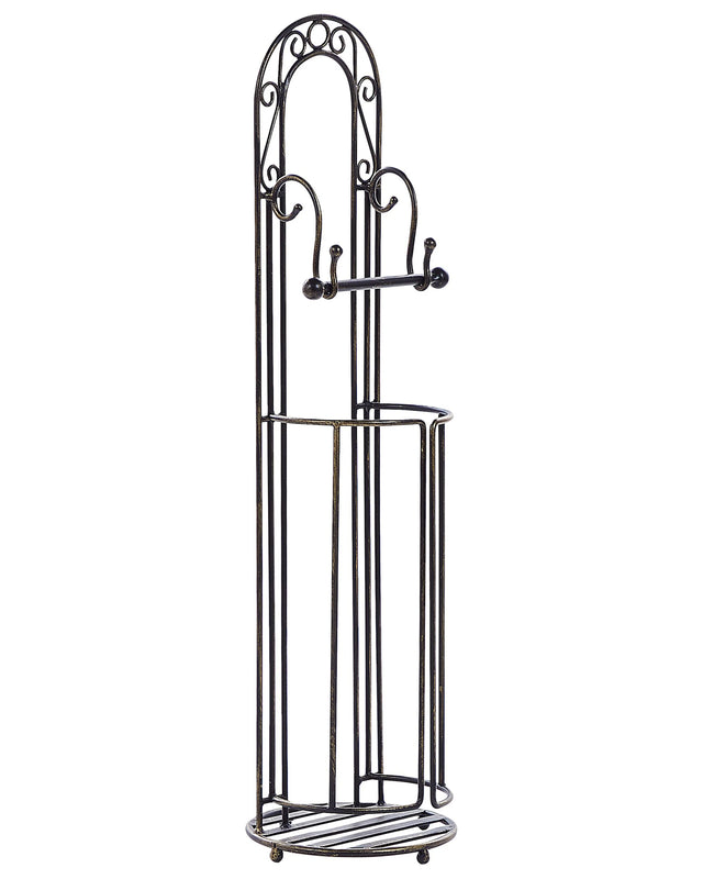 Toilet Paper Holder Black Distressed Metal Bathroom Accessories Vintage Retro Design Beliani