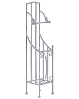 Toilet Paper Holder Grey Distressed Metal 68 cm with Storage Bathroom Accessories Vintage Design Beliani