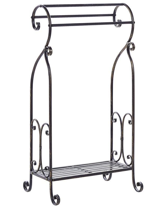 Towel Stand Black Iron Bathroom Rack Vintage Stressed Freestanding Old Looking Retro Classic  Beliani