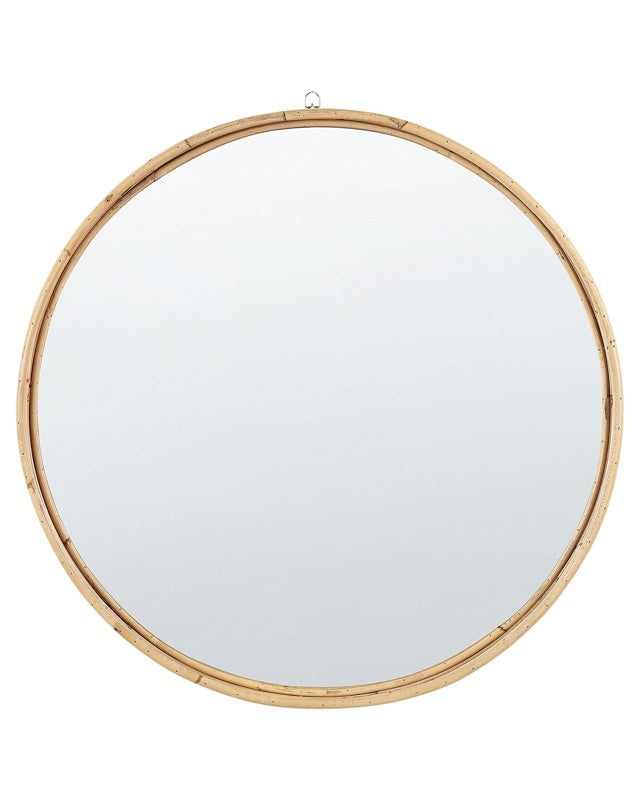 Wall Hanging Mirror Home Décor Round Frame Rattan Minimalist Design Living Room Furniture Bedroom Beliani