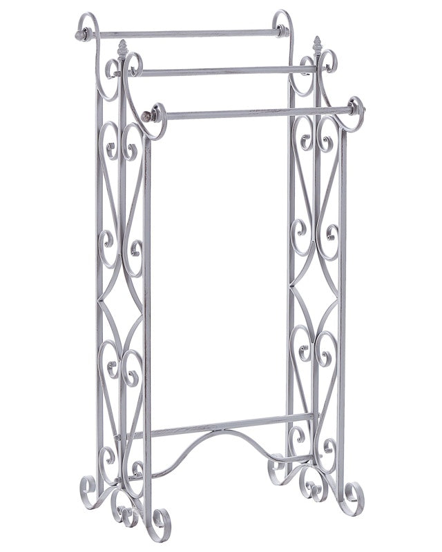 Towel Stand Grey Iron Purposefully Distressed Old Looking Freestanding Rack Bathroom Vintage Classical Beliani