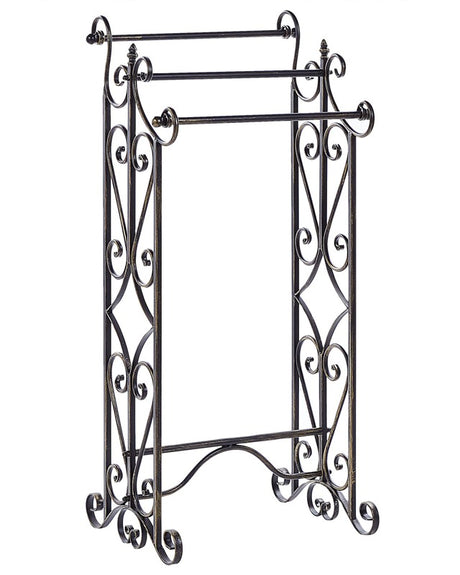 Towel Stand Black Iron Purposefully Distressed Old Looking Freestanding Rack Bathroom Vintage Classical Beliani