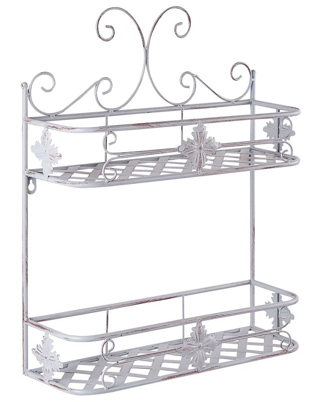 Bathroom Wall Shelf Grey Metal 52 x 42 cm Distressed Effect Floating Single Shelf Vintage Style Beliani