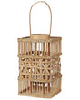 Lantern Natural Bamboo Wood 39 cm with Glass Candle Holder Boho Style Indoor Beliani