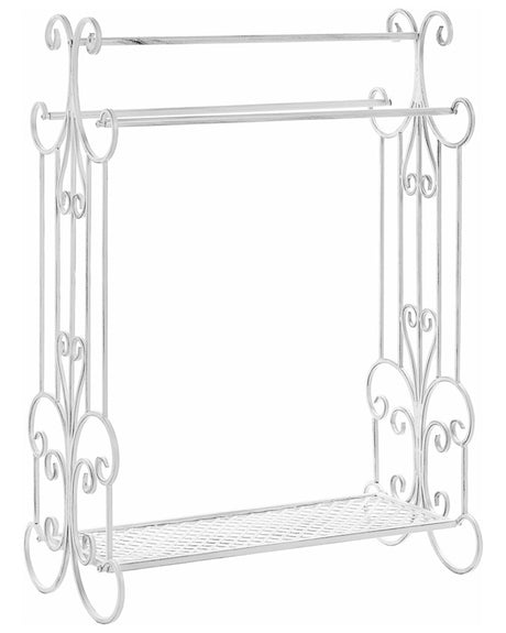 Towel Stand White Iron 3 Rails 60 x 90 cm Freestanding Bathroom Accessories Vintage Decor Beliani