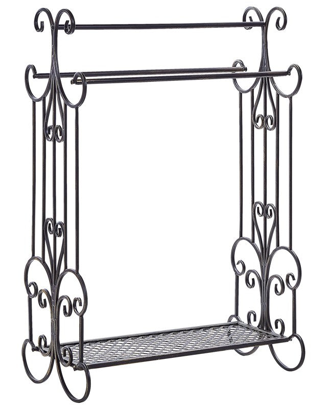 Towel Stand Black Iron 3 Rails 60 x 90 cm Freestanding Bathroom Accessories Vintage Decor Beliani