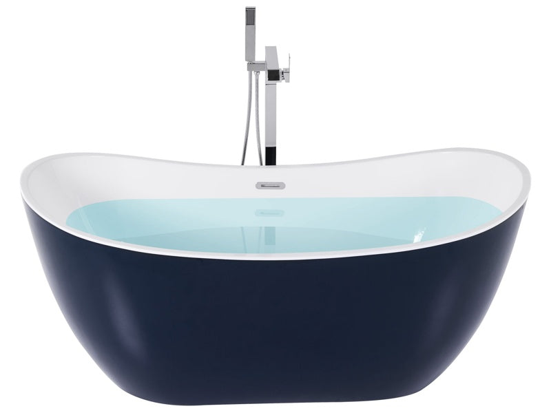 Bath Navy Blue with White Sanitary Acrylic Single 170 x 77 cm Freestanding Modern Beliani