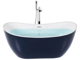 Bath Navy Blue with White Sanitary Acrylic Single 170 x 77 cm Freestanding Modern Beliani
