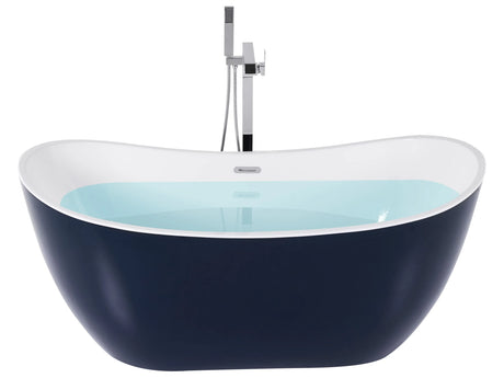 Bath Navy Blue with White Sanitary Acrylic Single 170 x 77 cm Freestanding Modern Beliani
