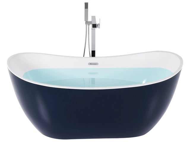Bath Navy Blue with White Sanitary Acrylic Single 170 x 77 cm Freestanding Modern Beliani
