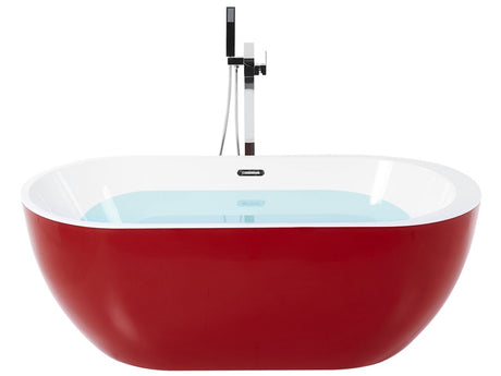 Bath Red with Silver Sanitary Acrylic Single 1500 x 750 mm Freestanding Modern Design Beliani