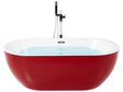 Freestanding Bath Tub Acrylic Red Oval 160 x 75 cm Overflow System Modern Beliani