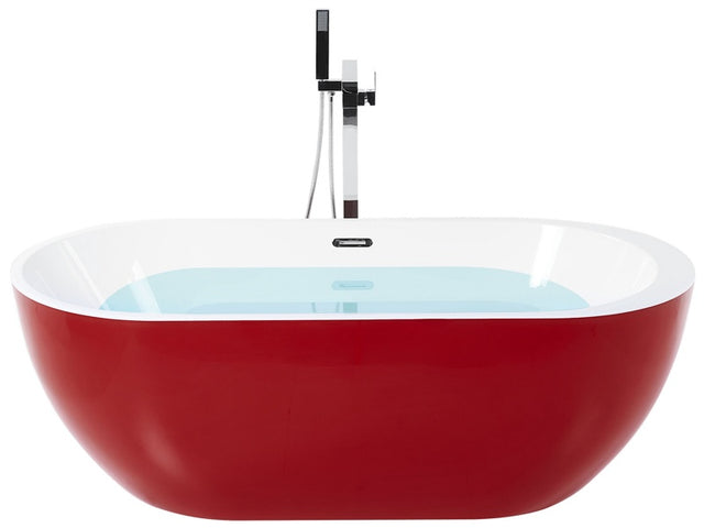 Bath Red with Silver Sanitary Acrylic Single 1700 x 800 mm Freestanding Modern Design Beliani