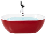 Bath Red with Silver Sanitary Acrylic Single 1700 x 800 mm Freestanding Modern Design Beliani
