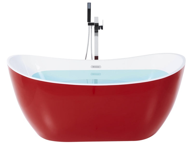 Bath Red with Silver Sanitary Acrylic Single 150 x 75 cm Freestanding Modern Beliani