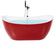 Bath Red with Silver Sanitary Acrylic Single 160 x 76 cm Freestanding Modern Beliani