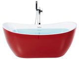 Bath Red with Silver Sanitary Acrylic Single 160 x 76 cm Freestanding Modern Beliani