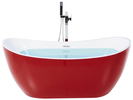 Bath Red with Silver Sanitary Acrylic Single 170 x 77 cm Freestanding Modern Beliani