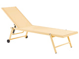 Garden Sun Lounger Yellow Synthetic Seat Aluminium Frame 198 x 61 cm Adjustable Reclining Backrest with Castors Patio  Beliani