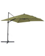 Garden Sun Parasol Green Canopy White Steel Pole 245 cm Weather Resistant Cantilever with Crank Mechanism Beliani