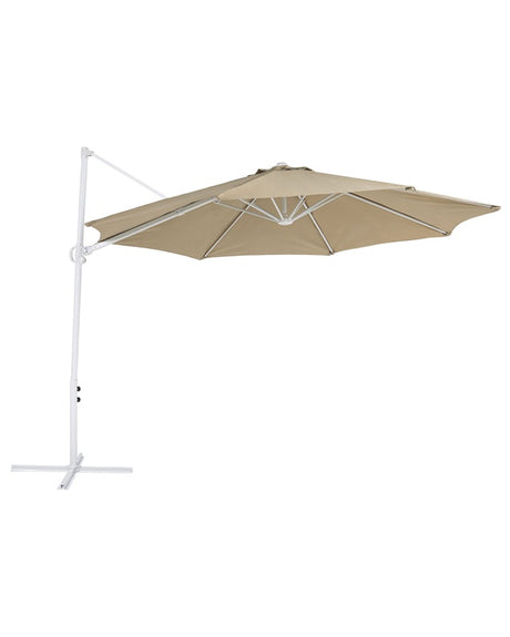 Garden Sun Parasol Taupe White Pole Fabric 295 cm Swivel Weather UV Resistant Beliani