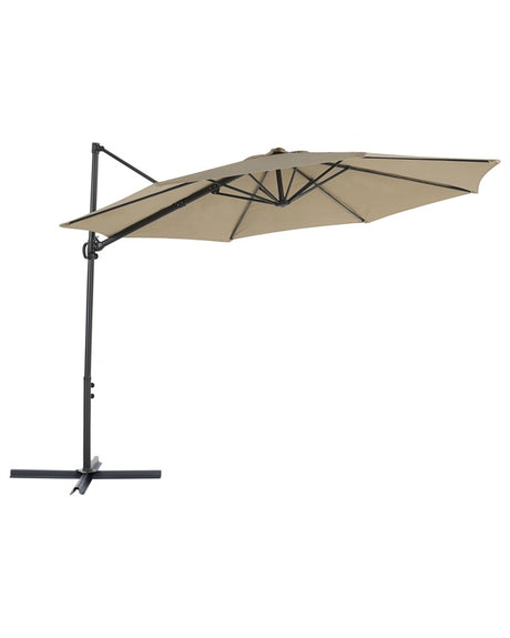 Garden Sun Parasol Taupe Pole Fabric 295 cm Swivel Weather UV Resistant Beliani