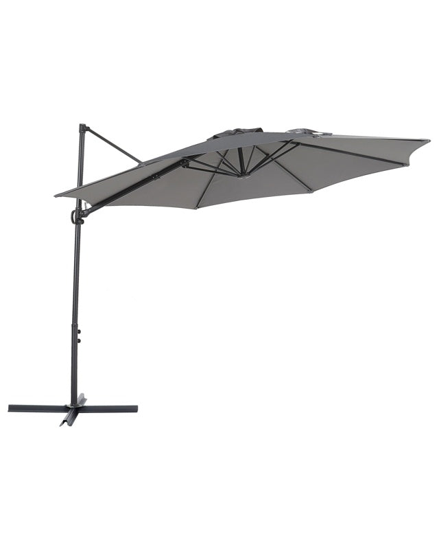 Garden Sun Parasol Dark Grey Pole Fabric 295 cm Swivel Weather UV Resistant Beliani