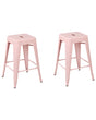 Set of 2 Bar Stools Pink Steel 60 cm Stackable Counter Height Industrial Beliani