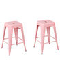 Set of 2 Bar Stools Pink Steel 60 cm Stackable Counter Height Industrial Beliani