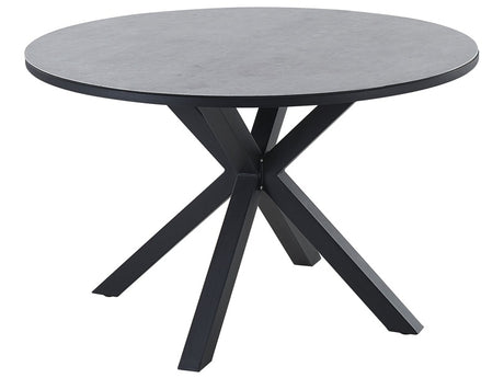 Garden Dining Table Grey Black Aluminium Round ø 120 cm Outdoor Modern Beliani