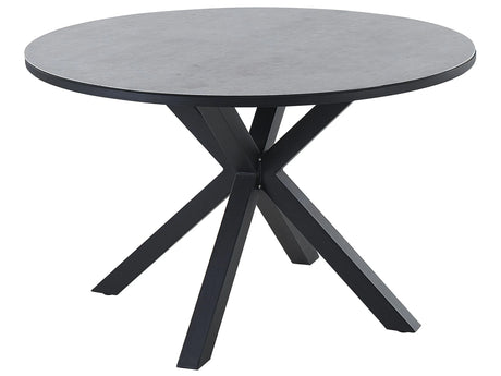 Garden Dining Table Grey Black Aluminium Round  120 cm Outdoor Modern Beliani