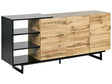 Sideboard Light Wood with Black Chest of Drawers Storage Unit Living Room Bedroom Beliani