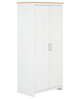 Wardrobe White Particle Board 79 x 52 x 180 cm Scandinavian Hinged Doors Shelves Clothes Rail Bedroom Storage Beliani