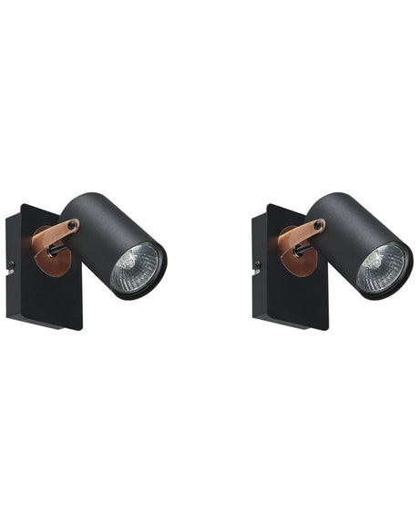 Set of 2 Wall Lamps Black Metal Adjustable Arm Industrial Beliani