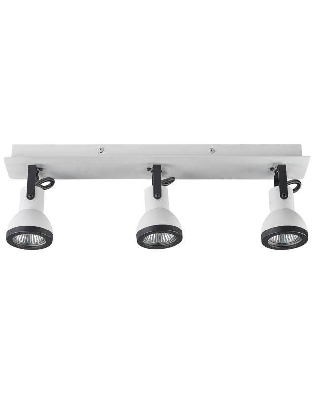 3 Light Ceiling Lamps White and Black Metal Swing Arm Cone Shade Spotlight Design Rectangular Rail Beliani