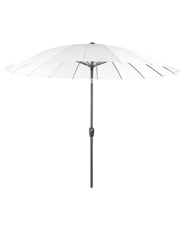 Market Garden Parasol Light Beige Fabric Aluminium Pole ⌀ 255 cm Modern Octagonal Outdoor Umbrella Crank Mechanism Tilting UV Resistant Beliani