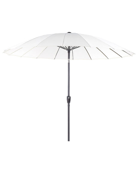 Market Garden Parasol Light Beige Fabric Aluminium Pole  255 cm Modern Octagonal Outdoor Umbrella Crank Mechanism Tilting UV Resistant Beliani