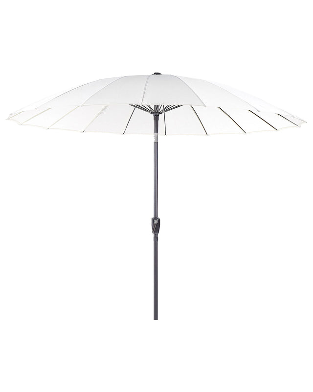 Market Garden Parasol Light Beige Fabric Aluminium Pole  255 cm Modern Octagonal Outdoor Umbrella Crank Mechanism Tilting UV Resistant Beliani
