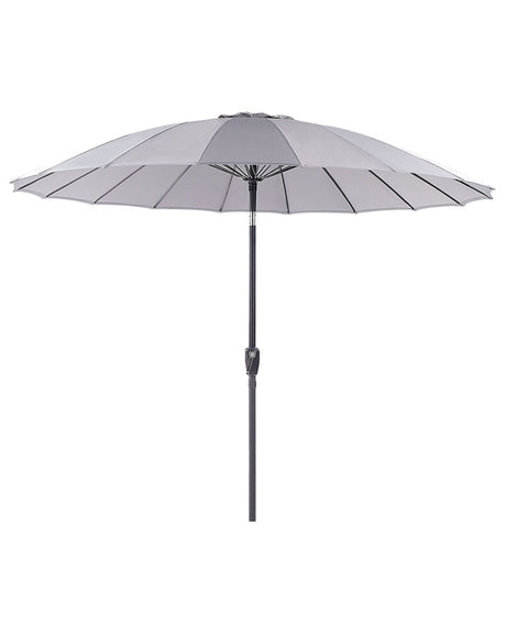 Market Garden Parasol Light Grey Fabric Aluminium Pole ⌀ 255 cm Modern Octagonal Outdoor Umbrella Crank Mechanism Tilting UV Resistant Beliani