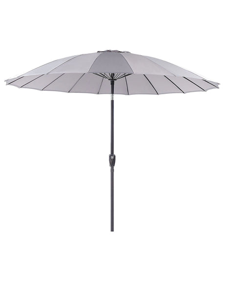 Market Garden Parasol Light Grey Fabric Aluminium Pole  255 cm Modern Octagonal Outdoor Umbrella Crank Mechanism Tilting UV Resistant Beliani