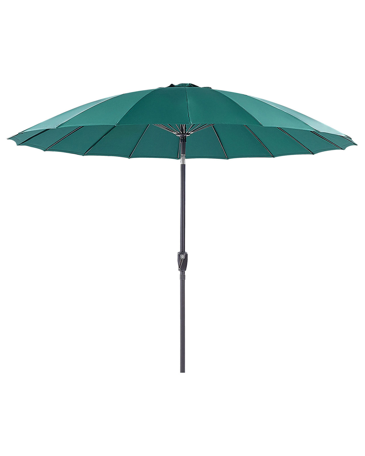 Market Garden Parasol Emerald Green Fabric Aluminium Pole  255 cm Modern Octagonal Outdoor Umbrella Crank Mechanism Tilting UV Resistant Beliani
